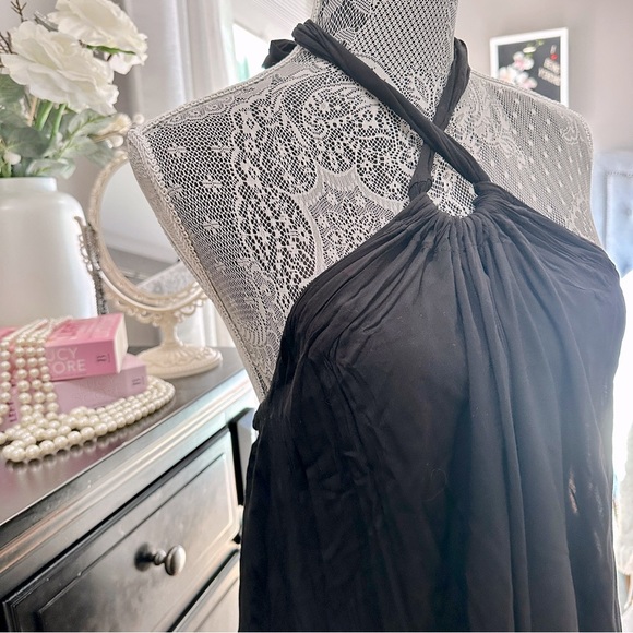 VENUS Black Halter Swim Cover-Up Dress | Flowy Resortwear | Size M - Picture 4 of 16